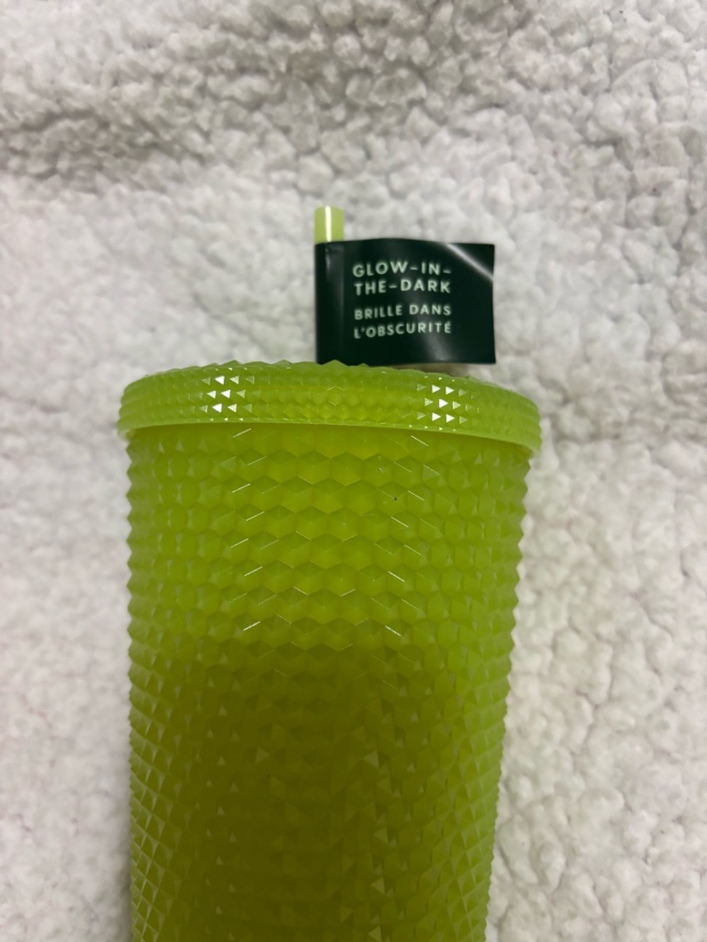 NWT Starbucks Glows in the Dark Neon Lime Studded Cold Cup w/ Straw - Picture 3 of 6
